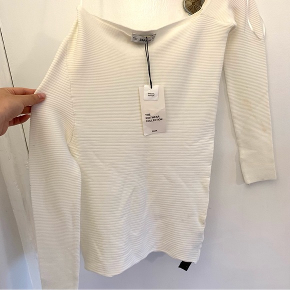 Zara White one shoulder sweater NWT - Picture 5 of 7